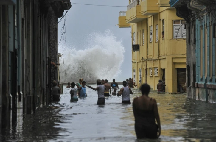 Des rues inondées à La Havane à Cuba le 10 septembre 2017 après le passage d'Irma
