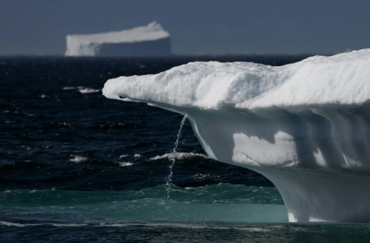 En Arctique, les températures augmentent quatre fois plus vite que la moyenne mondiale, la glace fond comme peau de chagrin. Fjord de Scoresby, est du Groenland, le 12 août 2023