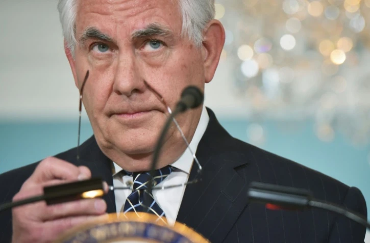 Le secrétaire d'Etat américain Rex Tillerson, lors d'une conférence de presse à Washington, le 19 avril 2017 