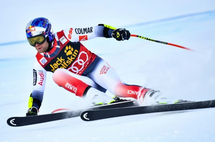 Alexis Pinturault lors du super-G du combiné de Bormio comptant pour la Coupe du monde de ski alpin, le 29 décembre à Bormio (Italie)