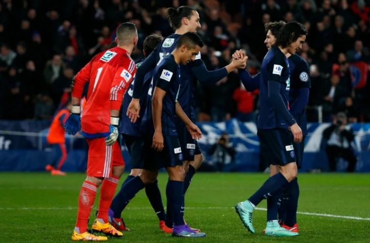 Les Parisiens vainqueurs de l'Olympique lyonnais en Coupe de France, le 10 février 2016 au Parc des Princes
