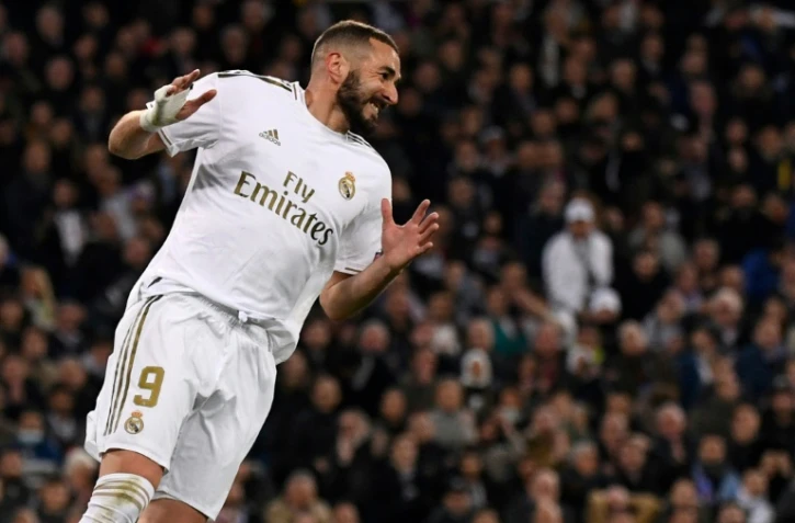 L'attaquant français du Real Madrid Karim Benzema lors du huitième de finale aller de Ligue des champions opposant son équipe à Manchester City le 26 février 2020 au stade Santiago-Bernabeu.