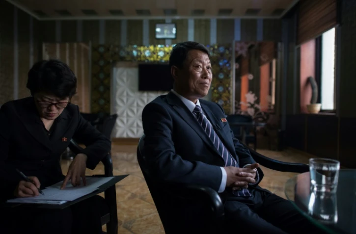 Le président du présidium de l'Assemblée populaire suprême de Corée du Nord, Kim Yong Nam, s'adrese à l'AFP à Rason (zone économique spéciale), le 21 novembre 2017