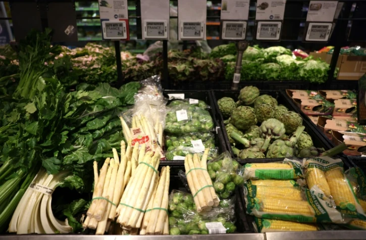 Rayon légumes danns un magasin Carrefour le 29 mars 2023 à Villeneuve-la-Garenne, dans les Hauts-de-Seine.