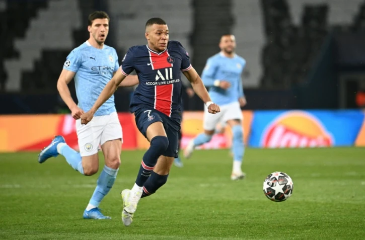 L'attaquant du PSG Kylian Mbappé contre Manchester City en demi-finale aller de la Ligue des champions, le 28 avril 2021 au Parc des Princes