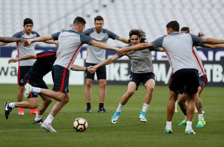 Les joueurs du PSG à l'entraînement au Stade de France, le 26 mai 2017