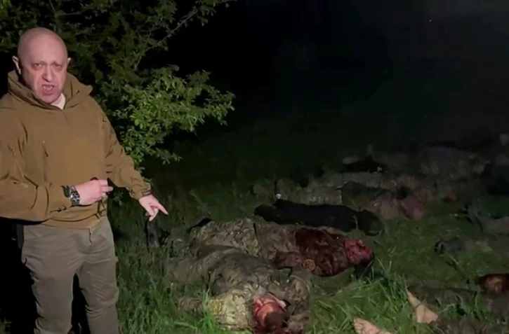 Le patron de Wagner, Evgueni Prigojine, sur une vidéo mise en ligne le 5 mai 2023