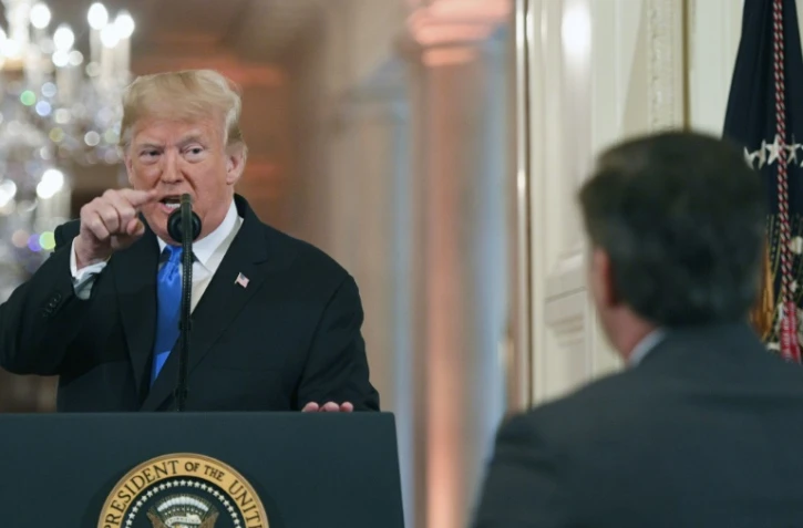 Donald Trump face au journaliste de CNN Jim Acosta, le 7 novembre 2018