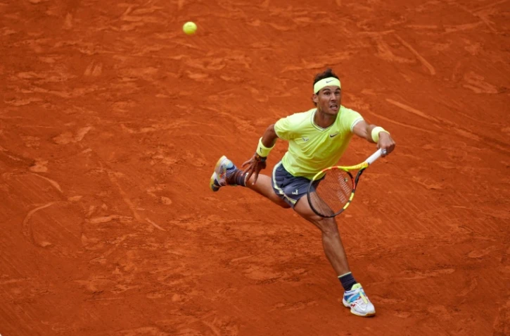 L'Espagnol Rafael Nadal lors de la finale de Roland Garros 2019 contre l'Autrichien Dominic Thiem le 9 juin 2019 Ă Paris