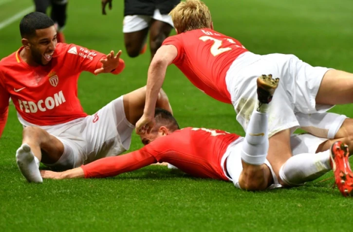 La joie des Monégasques, vainqueurs de Troyes, le 9 décembre 2017 au stade Louis-II