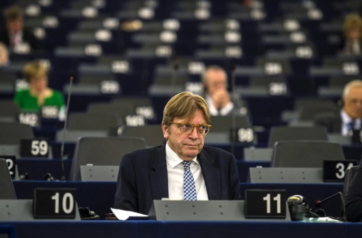 Guy Verhofstadt, "référent" des eurodéputés sur le Brexit, le 3 octobre 2017 au Parlement européen à Strasbourg 