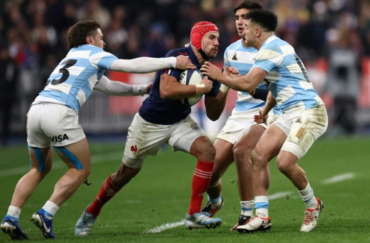 De retour dans le XV de France plus d'un an après sa dernière sélection, Gabin Villière a marqué l'un des quatre essais de la victoire des Bleus face aux Argentins le 22 novembre 2024 au Stade de France
