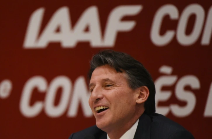 Le président de l'IAAF Sebastian Coe, juste après son élection le 19 août 2015 à Pékin