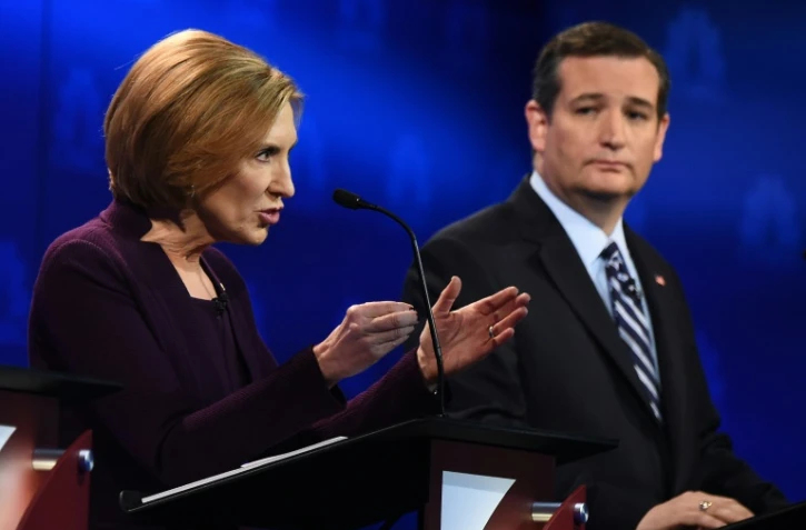 Carly Fiorina et Ted Cruz le 28 octobre 2015 à Boulder dans le Colorado