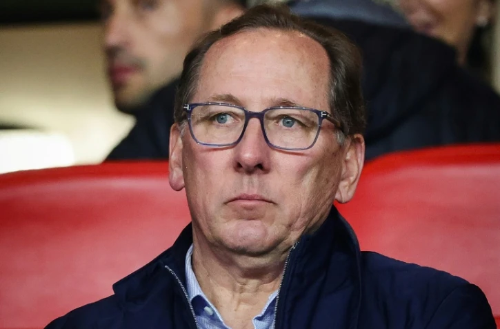 Le président américain de l'Olympique Lyonnais John Textor, lors du match contre Monaco en L1 à Monaco le 10 mai 2025.