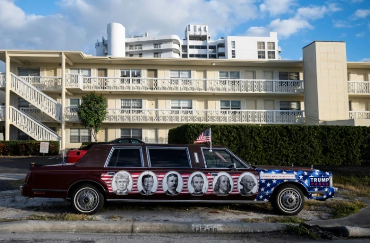 La voiture d'un partisan de Donald Trump, garée à West Palm Beach, en Floride, le 29 décembre 2020