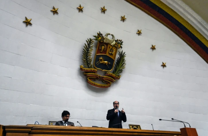 Julio Borges (d), président du Parlement vénézuélien contrôlé par l'opposition et le vice-président du Parlement Freddy Guevara à Caracas, le 9 août 2017 