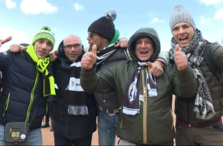 Des supporters de la Juventus dans les rues de Lyon avant le match de Ligue des champions, le 26 février 2020