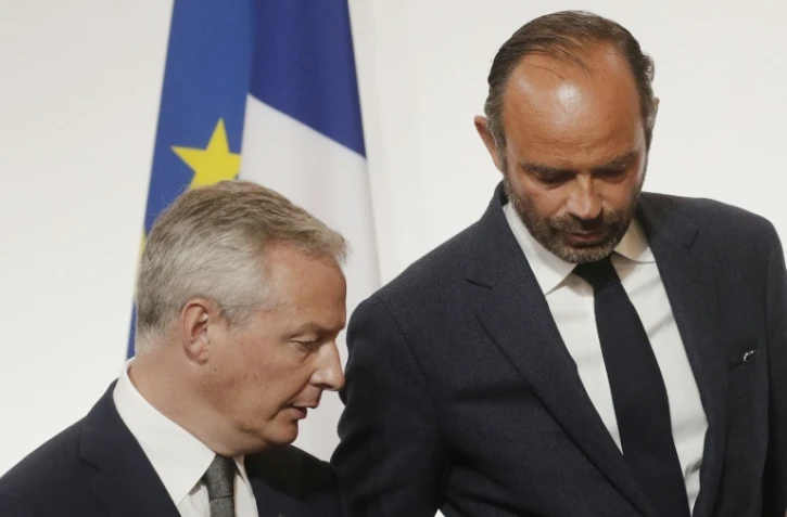 Le ministre de l'Economie et le Premier ministre Edouard Philippe à l'Elysée à Paris, le 27 août 2018
