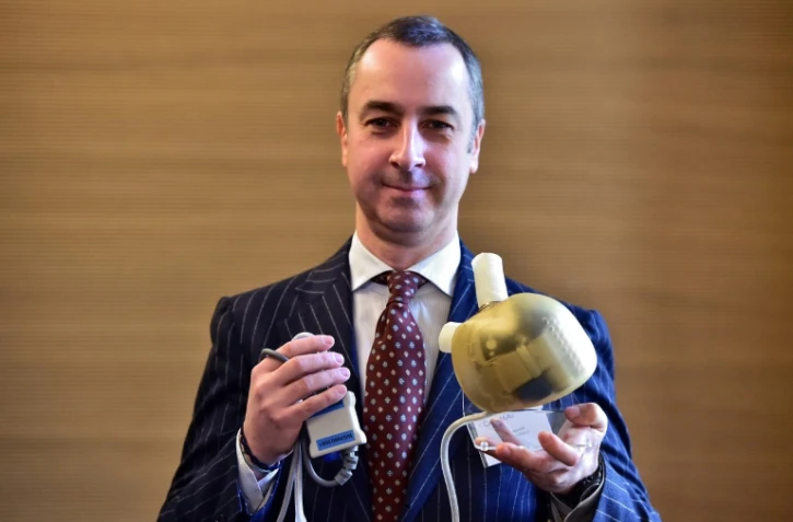 Le directeur général de Carmat, Stéphane Piat lors d'une conférence de presse à Paris, le 14 février 2017