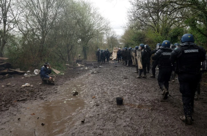 Des gendarmes mobiles dans la  ZAD de Notre-Dame-des-Landes (Loire-Atlantique) le 11 avril 2018