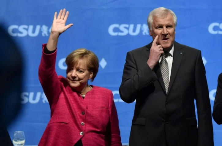 Angela Merkel le 22 septembre 2017 à Munich, au côté de Horst Seehofer, président de la CSU 