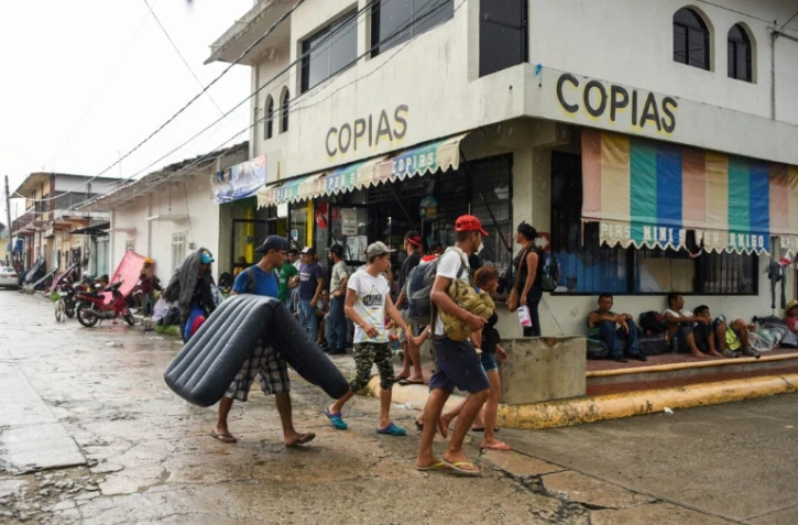 Des migrants honduriens arrivés à Mapastepec (sud du Mexique), le 24 octobre 2018.