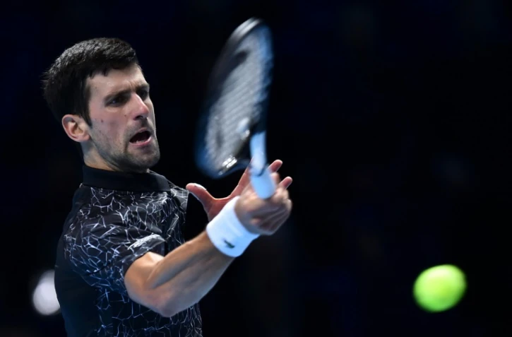Le Serbe Novak Djokovic face à l'Allemand Alexander Zverev au Masters, le 14 novembre 2018 à Londres