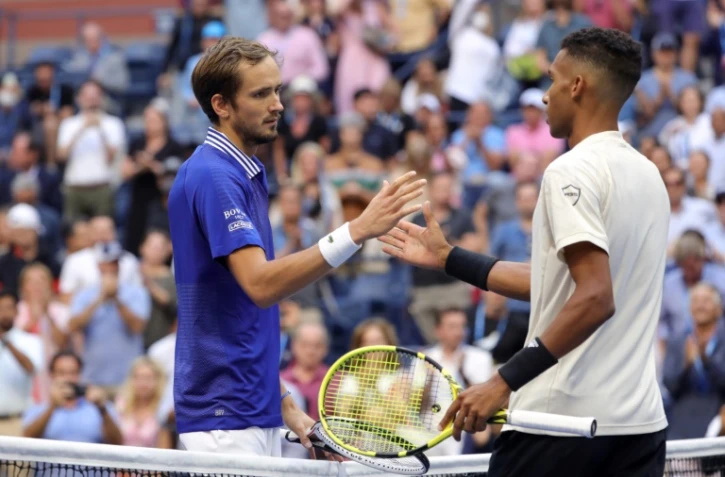 Le Russe Daniil Medvedev, vainqueur (6-4, 7-5, 6-2) du Canadien Félix Auger-Aliassime, en demi-finale de l'US Open, le 10 septembre 2021 à à New York
