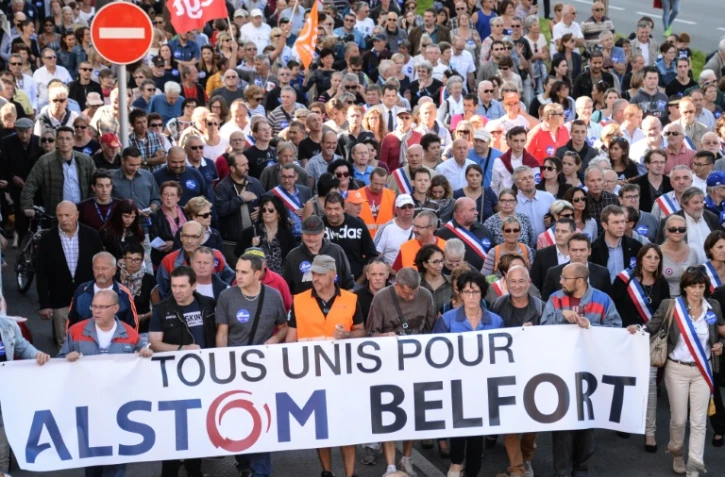Manifestation d'opposants à la fermeture du site d'Alstom, le 24 septembre 2016 à Belfort