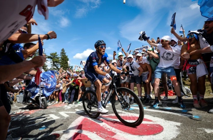 Le coureur français de Groupama - FDJ Thibaut Pinot dans l'ascension du Petit Ballon, lors du dernier Tour de France, le 22 juillet 2023