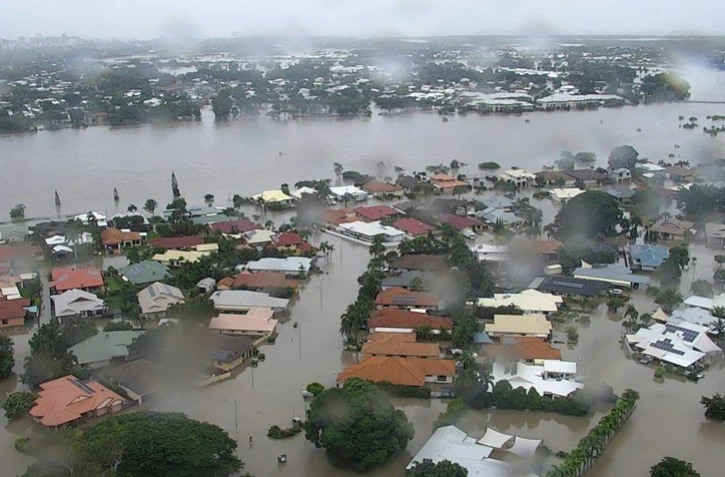 Photo fournie par les services de secours de l'Etat du Queensland le 4 février 2019 et montrant le paysage dévasté par les inondations dans la ville de Townsville