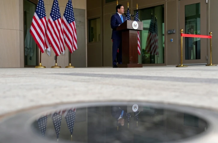 e secrétaire d'État américain Marco Rubio à l'ambassade américaine en Inde à New Delhi le 23 mai 2026.