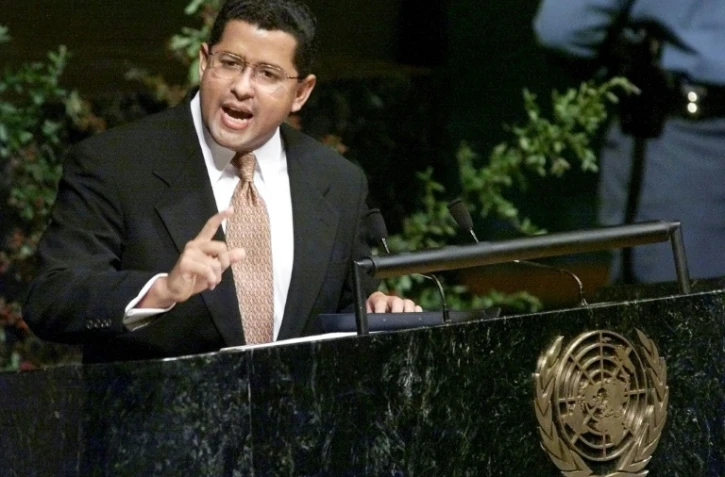L'ancien président du Salvador, Francisco Flores, à la tribune des Nations Unies à New York, le 25 septembre 1999