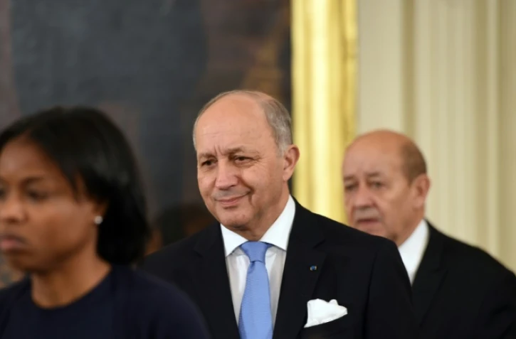 Le ministre des Affaires étrangères Laurent Fabius et le ministe de la Défense Jean-Yves Le Drian le 24 novembre 2015 à Washington