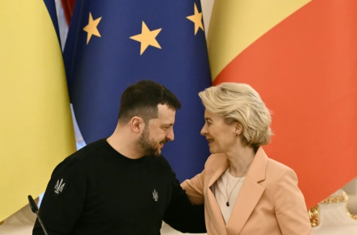 La présidente de la Commission européenne Ursula von der Leyen et le président ukrainien Volodymyr Zelensky, le 24 février 2024 à Kiev