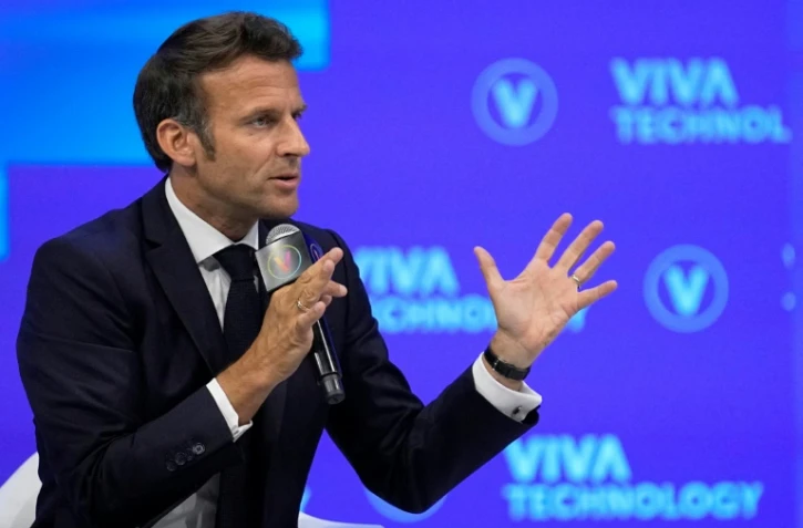 Le président de la République Emmanuel Macron lors de l'édition 2022 du salon Vivatech, le 17 juin 2022 à Paris