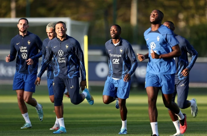 Les joueurs de l'équipe de France lors d'une séance d'entraînement à Clairefontaine, le 10 octobre 2023