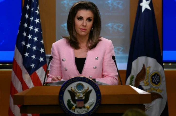 La porte-parole du département d'Etat Morgan Ortagus participe à une conférence de presse, le 10 juin 2019 à Washington