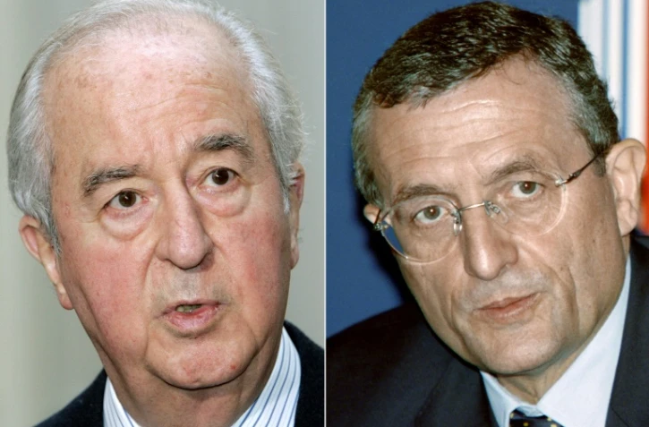 Combinaison réalisée le 13 janvier 2014 à Paris des portraits de l'ancien Premier ministre Edouard Balladur et de François Léotard