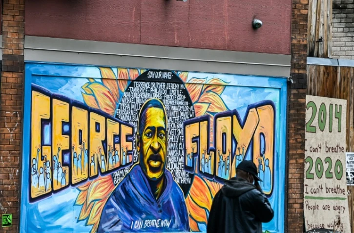 Une fresque murale en mémoire de George Floyd, le 10 mars 2021 à Minneapolis