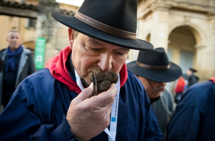 Un contrôleur de truffes sur le marché de Rognes, près de Marseille, le 23 décembre 2018
