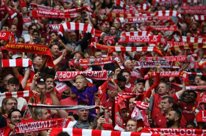 Fans de Liverpool lors d'un match de Premier League face à West Ham, au stade Anfield, le 12 août 2018