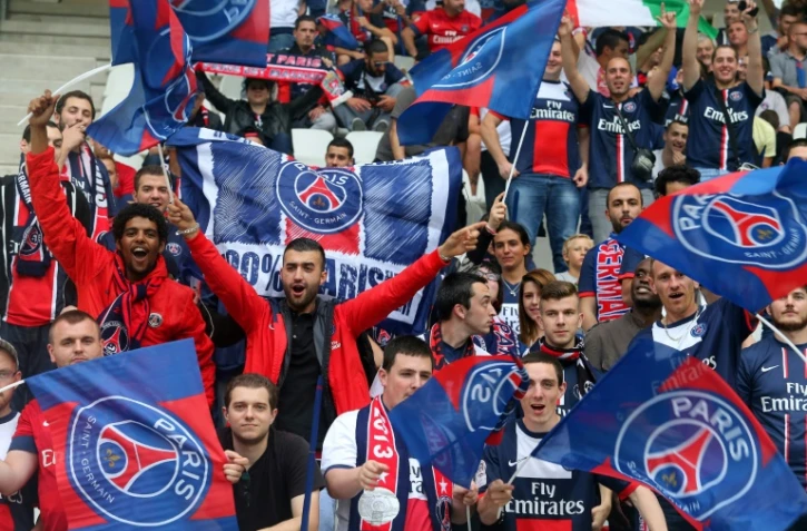 Supporters du PSG dans les tribunes du stade Auguste-Delaune à Reims, le 8 août 2014