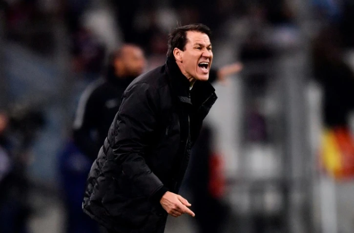 L'entraîneur de l'OM Rudi Garcia donne des instructions lors du match de L1 contre Monaco au Vélodrome, le 13 janvier 2019  