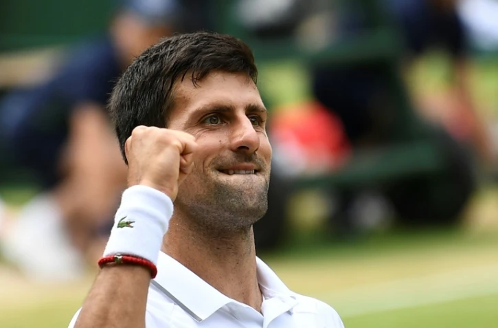Le Serbe Novak Djokovic facile vainqueur du Belge David Goffin en quart de finale de Wimbledon, le 10 juillet 2019 Ă Londres