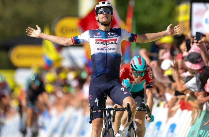 Le Danois Kasper Asgreen, vainqueur de la 18e étape du Tour de France, le 20 juillet 2023 à Bourg-en-Bresse