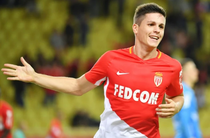 L'attaquant de Monaco Guido Carrillo contre Guigamp à Louis II, le 4 novembre 2017