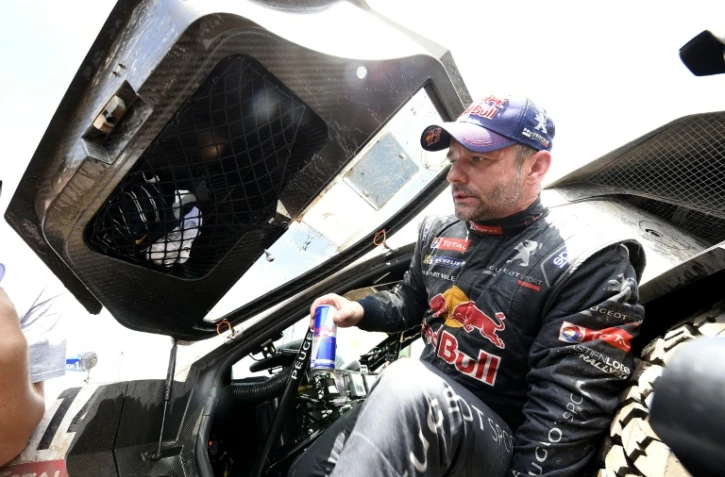 Sebastien Loeb à l'issue de la 2e étape du Dakar, entre Villa Carlos Paz et Termas de Rio Hondo, qu'il remporte le 4 janvier 2015 en Argentine