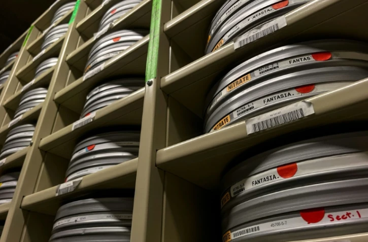 Des bobines de films dans la chambre forte de films nitrate du Centre national de conservation audiovisuelle de la Bibliothèque du Congrès à Culpeper, en Virginie, le 2 avril 2026